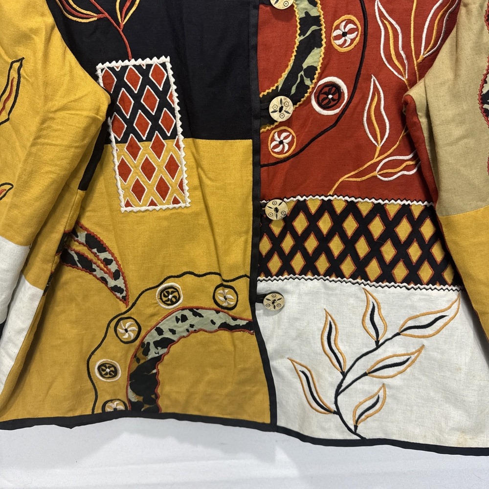 VTG Indigo Moon Patchwork Embroidered Wearable Art Jacket‎ Womens 1X Multi Color - Picture 5 of 11